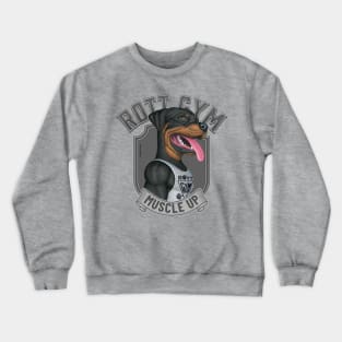 Cute Rottweiler with muscles going to Rott Gym Crewneck Sweatshirt